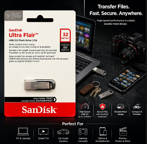 SanDisk Ultra Flair USB 3.0 Flash Drive (Black)