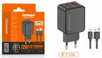 Amaya E110L: Dual-USB 12W Wall Charger with Lightning Cable