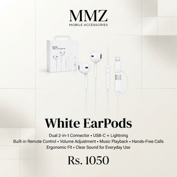 White EarPods Dual USB-C + Lightning