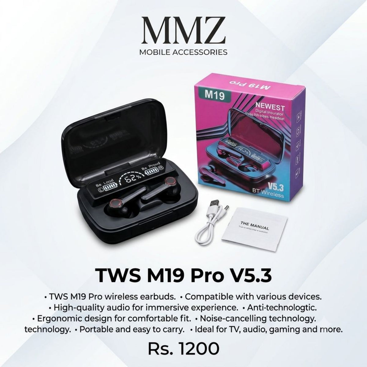 TWS M19 Pro V5.3 Wireless Earbuds
